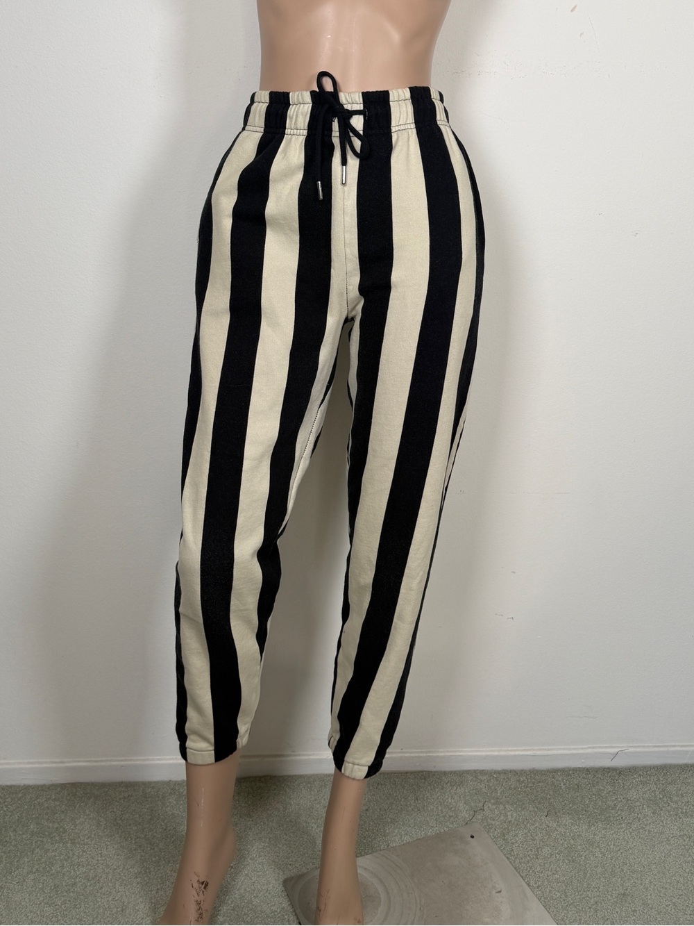 Beetlejuice cakeworthy Striped Black and Cream Drawstring Jogger Pants